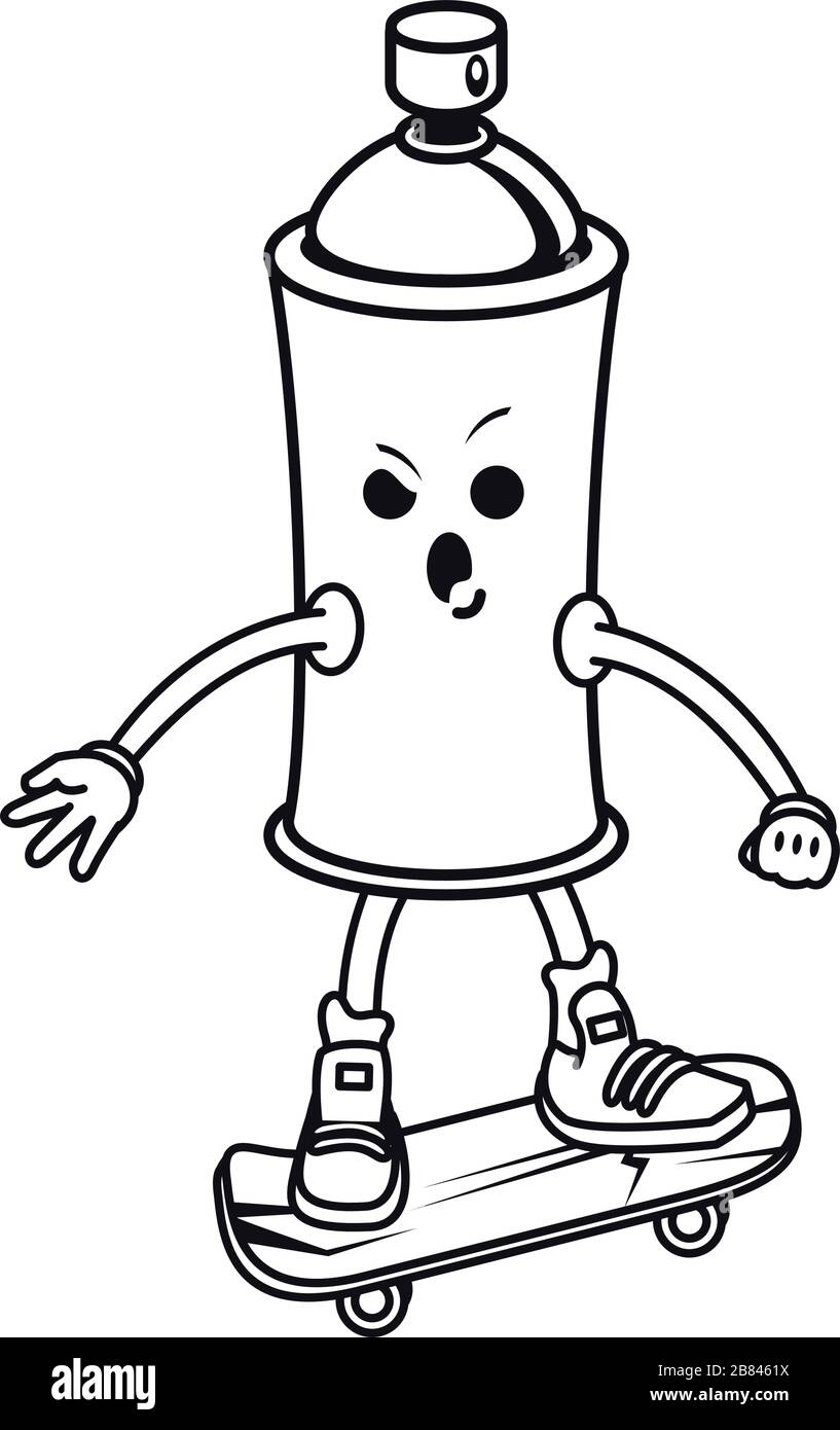 spray paint bottle in skateboard comic character Stock Vector Image ...