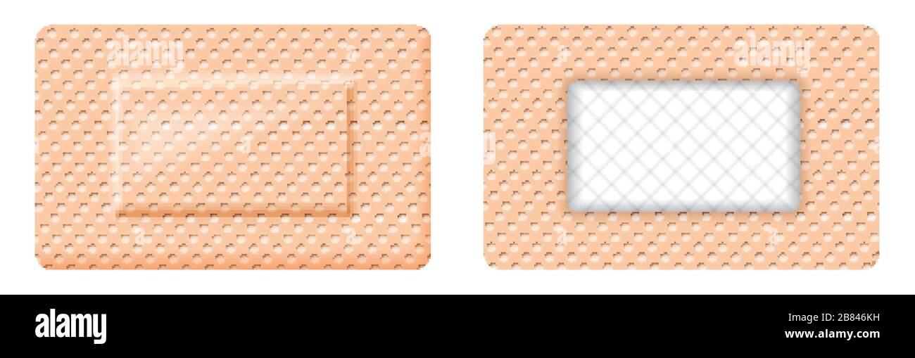 Simple element of adhesive rectangularshaped bandaid on white