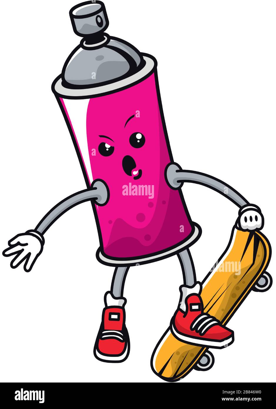 spray paint bottle in skateboard comic character Stock Vector Image ...