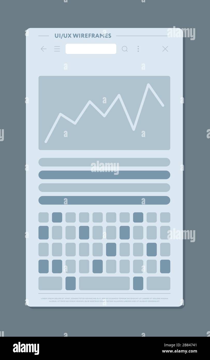 Design of modern web page with simple chart and empty keyboard Stock Vector