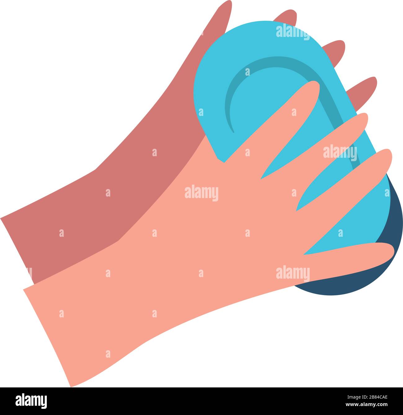 handwashing concept of hands with soap bar icon over white background ...