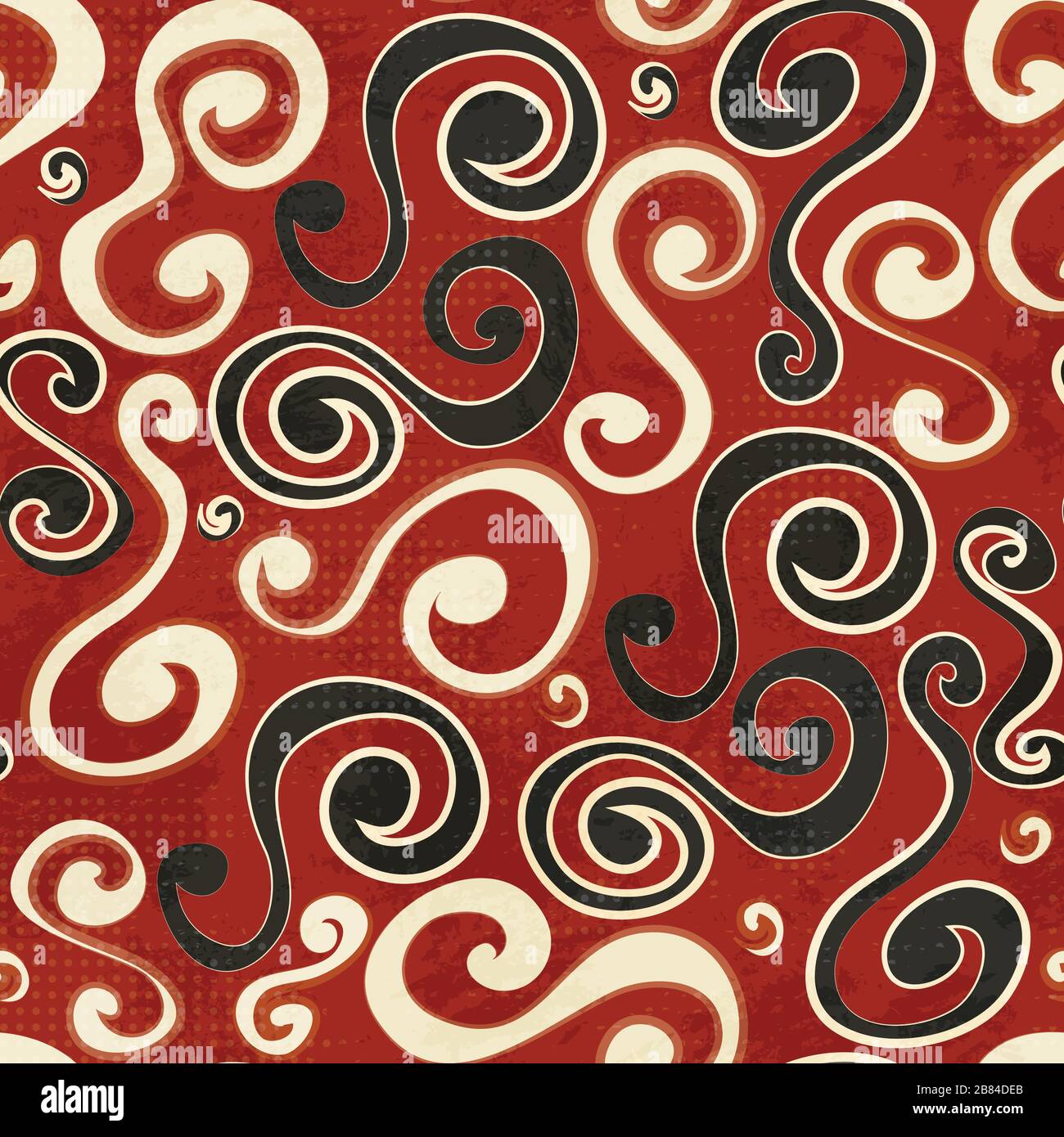 vintage red curves seamless pattern with grunge effect Stock Vector ...