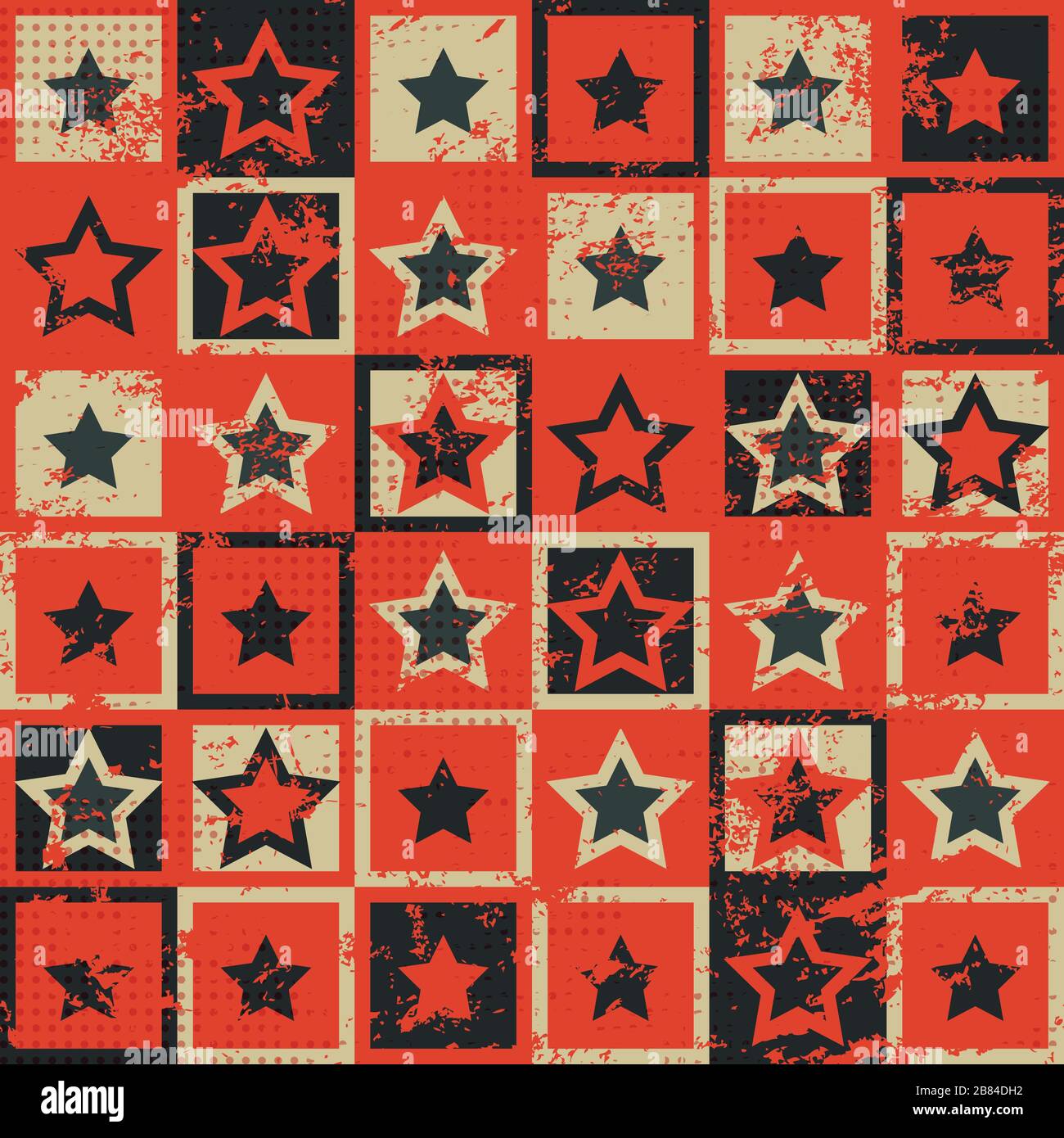 vintage star seamless pattern with grunge effect Stock Vector