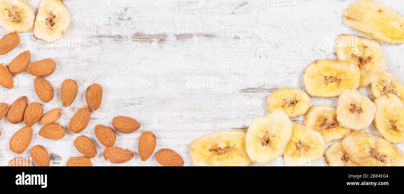 Banana chips and almonds as source vitamins, carbohydrates, dietary