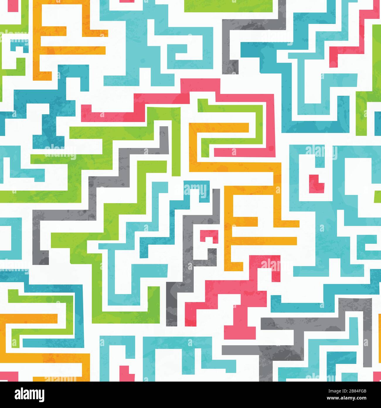 abstract colored geometric seamless pattern with grunge effect Stock Vector