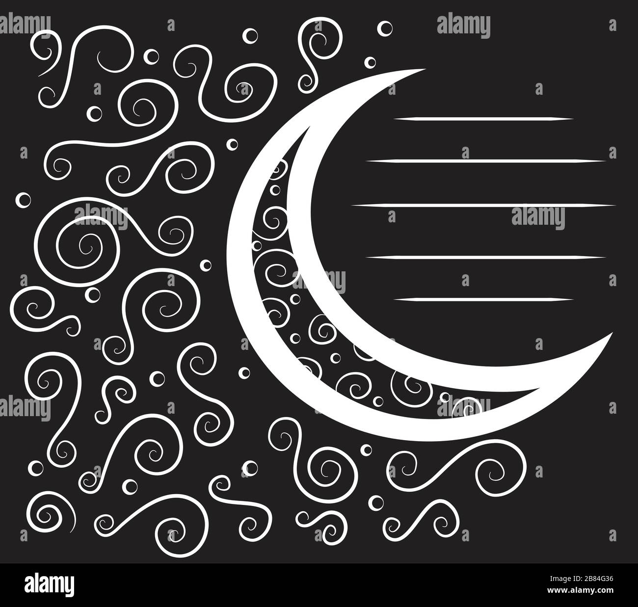abstract moon, white patterns Stock Vector