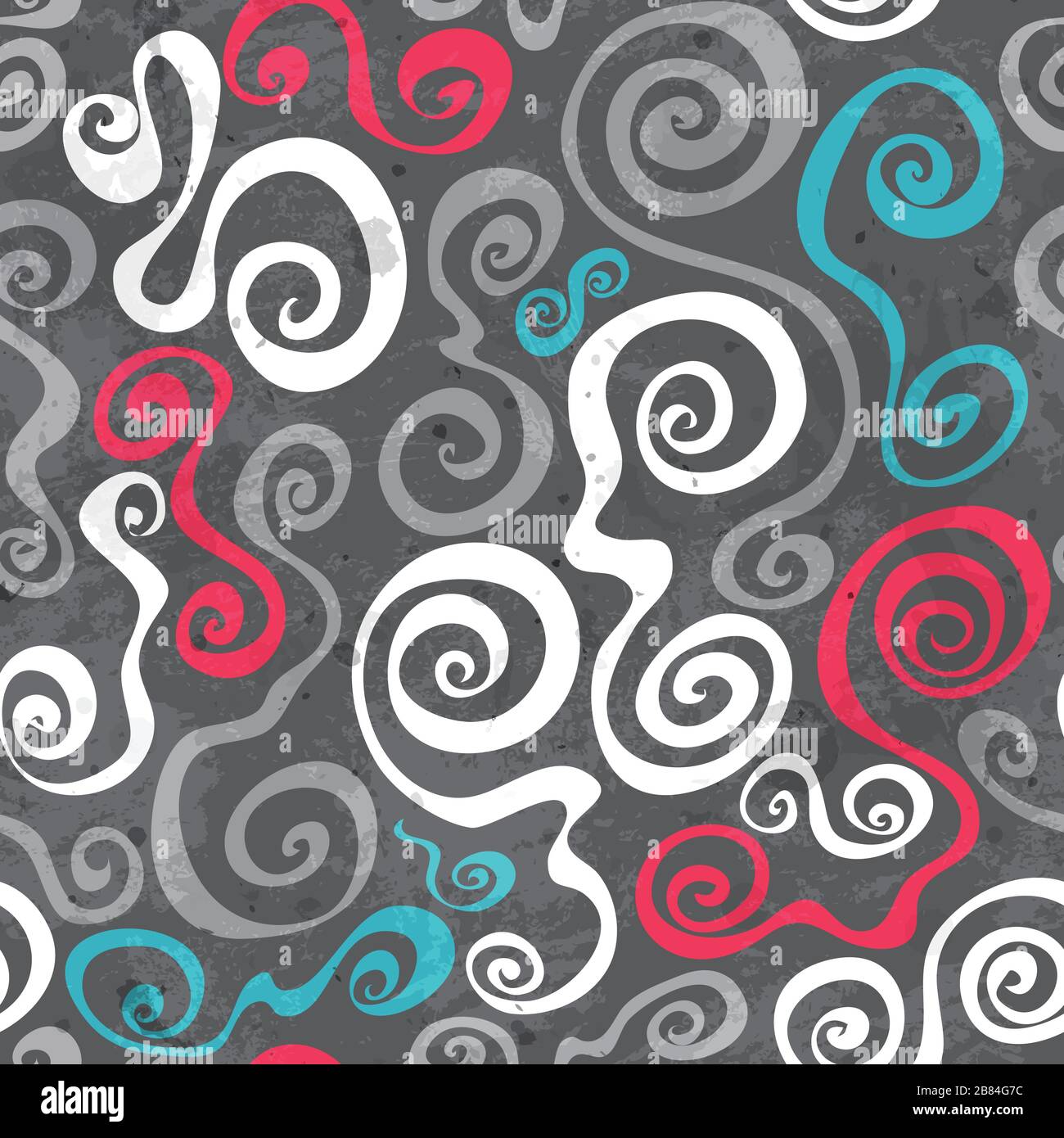 abstract grunge seamless pattern with curved spirals Stock Vector Image ...