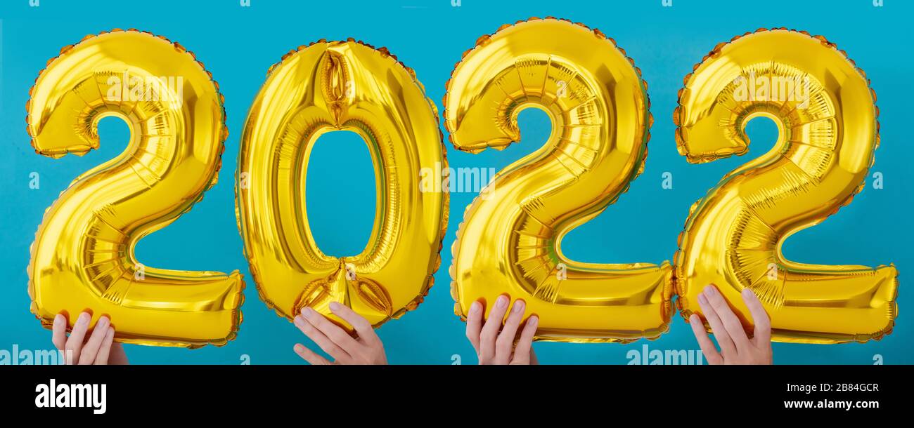 Gold foil number two thousand and twenty two 2022 celebration Stock Photo