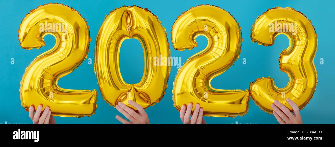 Gold foil number two thousand and twenty three 2023 celebration Stock Photo