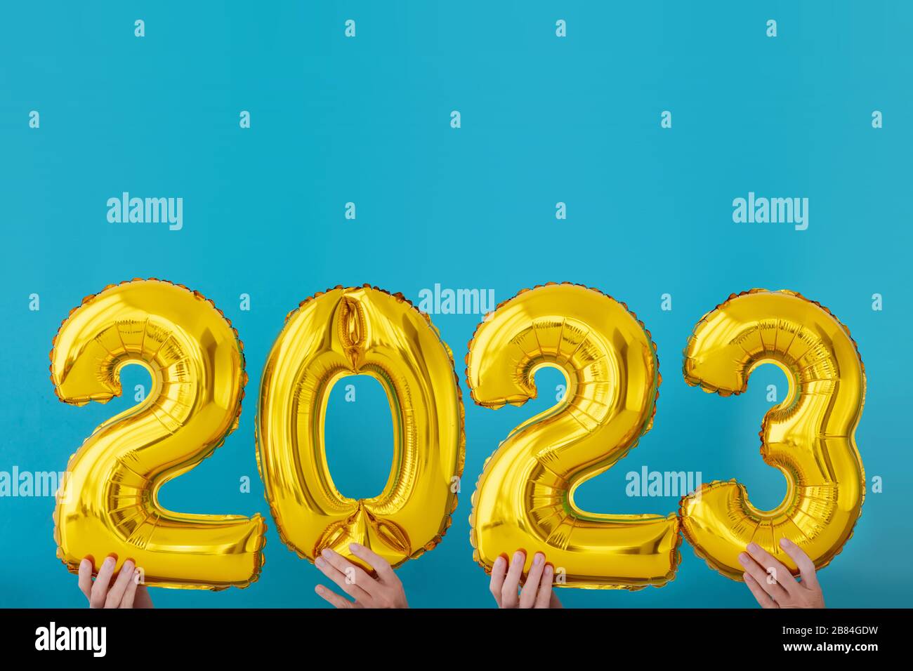 Gold foil number two thousand and twenty three 2023 celebration Stock Photo