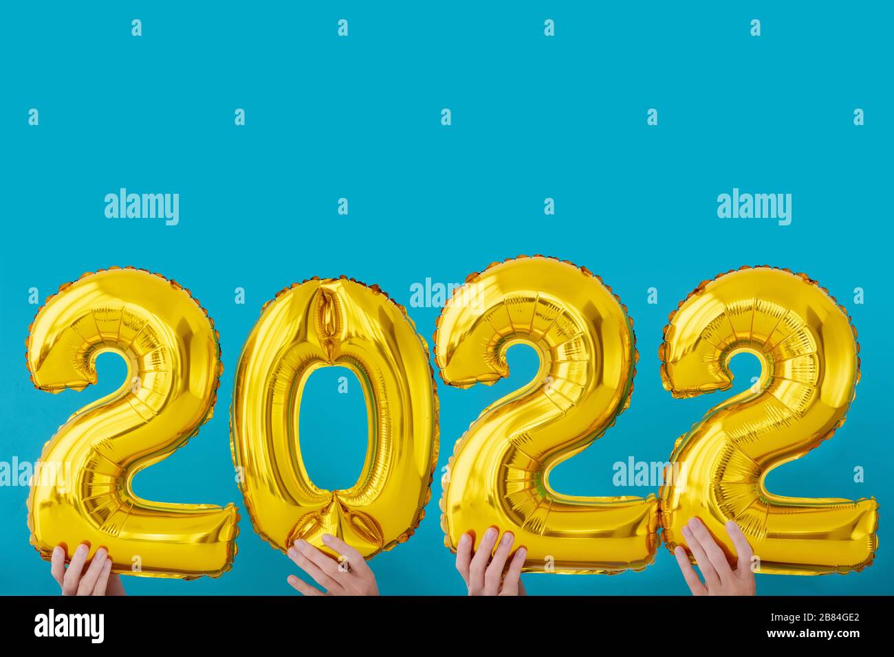 Gold foil number two thousand and twenty two 2022 celebration Stock Photo