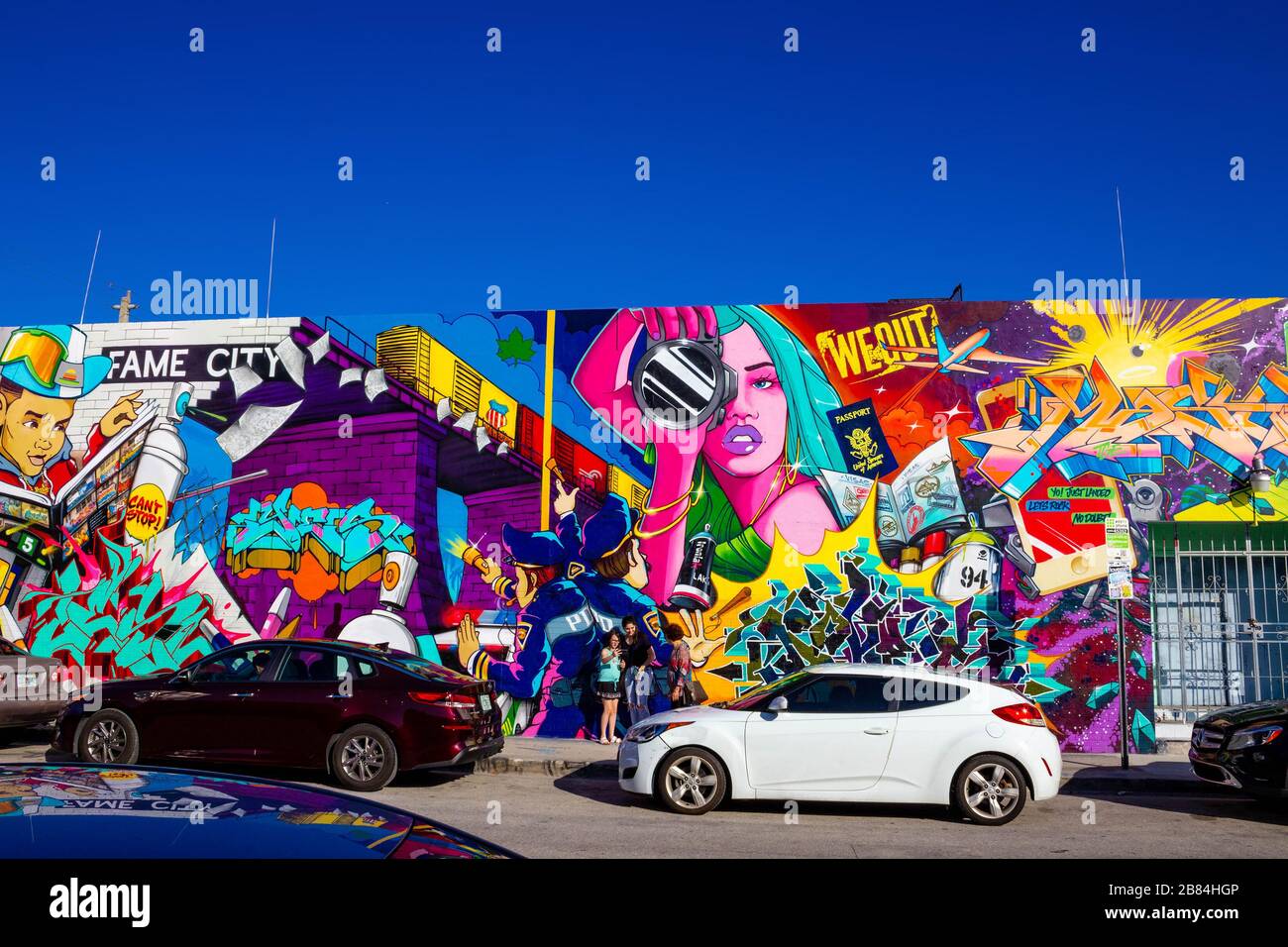 Miami, United States of America - November 30, 2019: Art Wynwood in Miami, USA. Wynwood is a neighborhood in Miami Florida which has a strong art cult Stock Photo