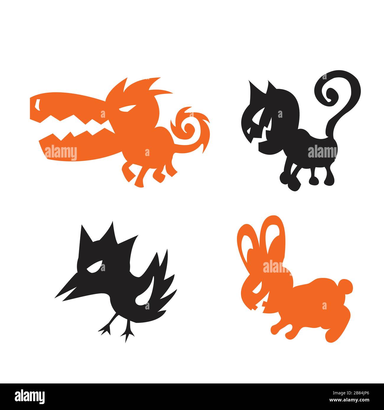 angry animals, silhouette Stock Vector