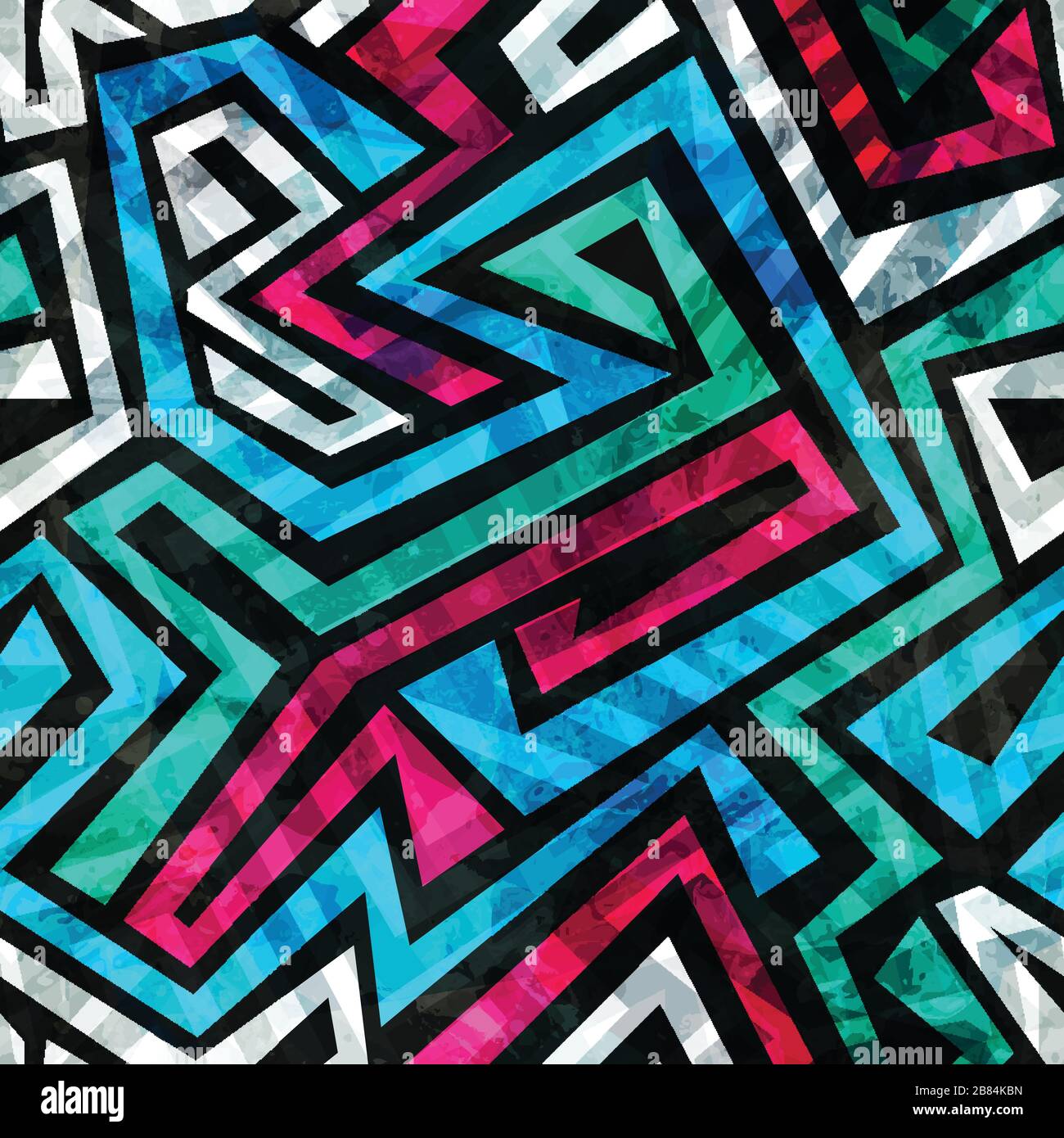 blue labyrinth seamless pattern Stock Vector
