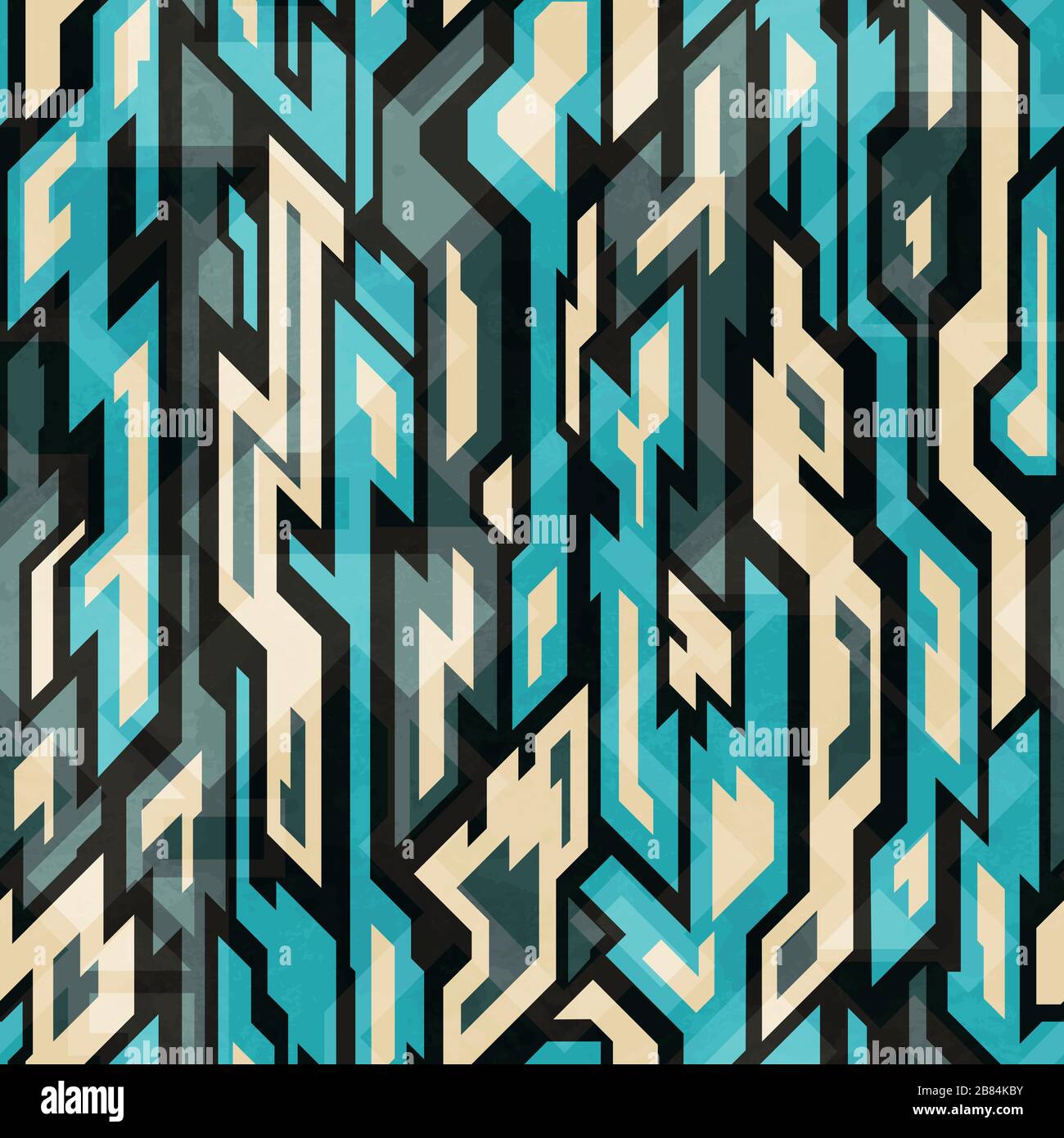 blue technology seamless pattern with grunge effect Stock Vector