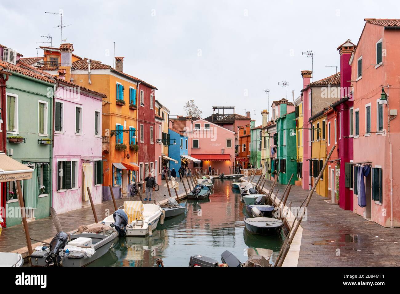 Colorful Houses in Burano, Island of Venice/Italy Stock Photo