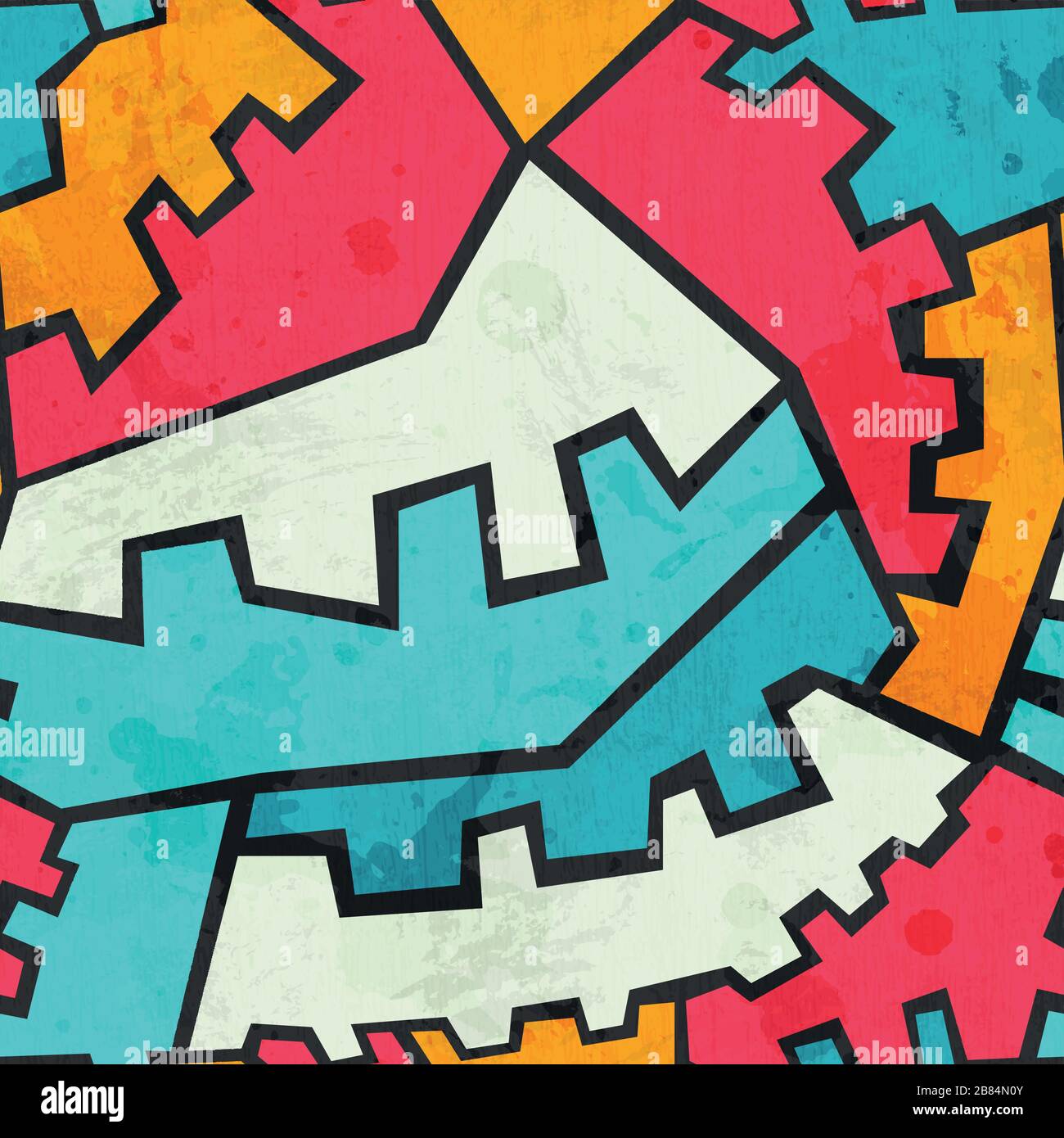 colored gear seamless pattern with grunge effect Stock Vector Image ...