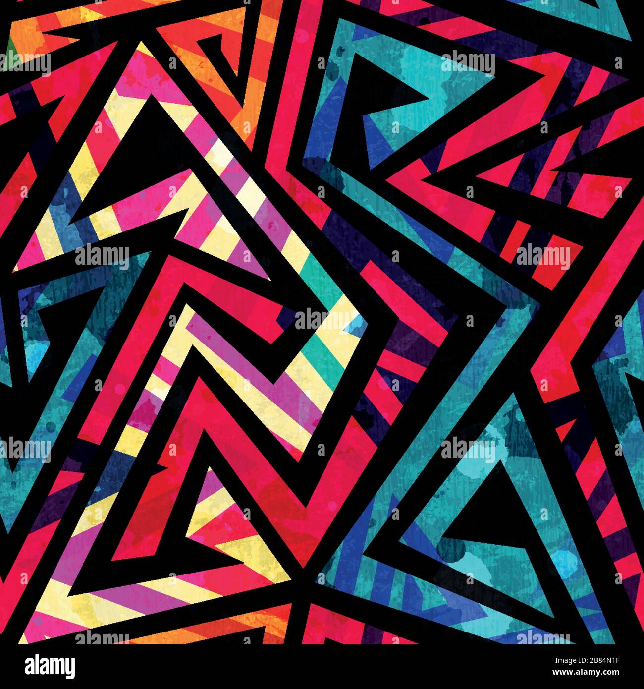bright labyrinth seamless pattern with grunge effect Stock Vector