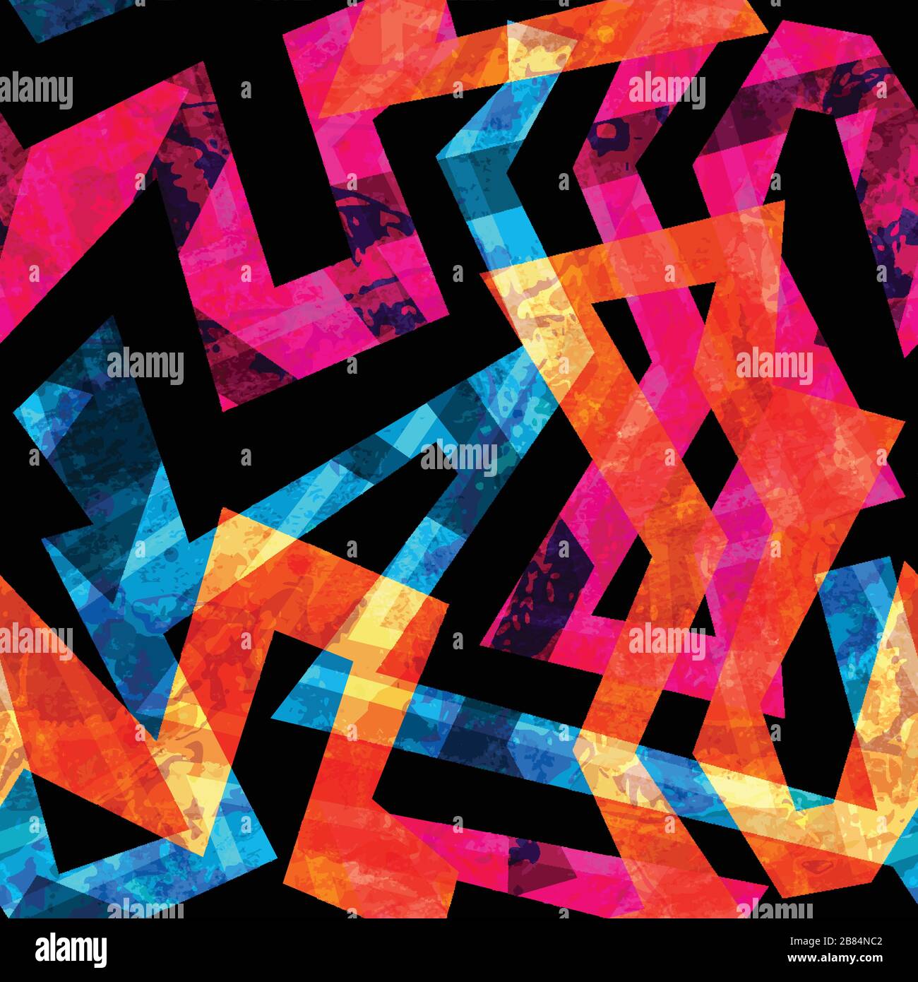 bright labyrinth seamless pattern with grunge effect Stock Vector