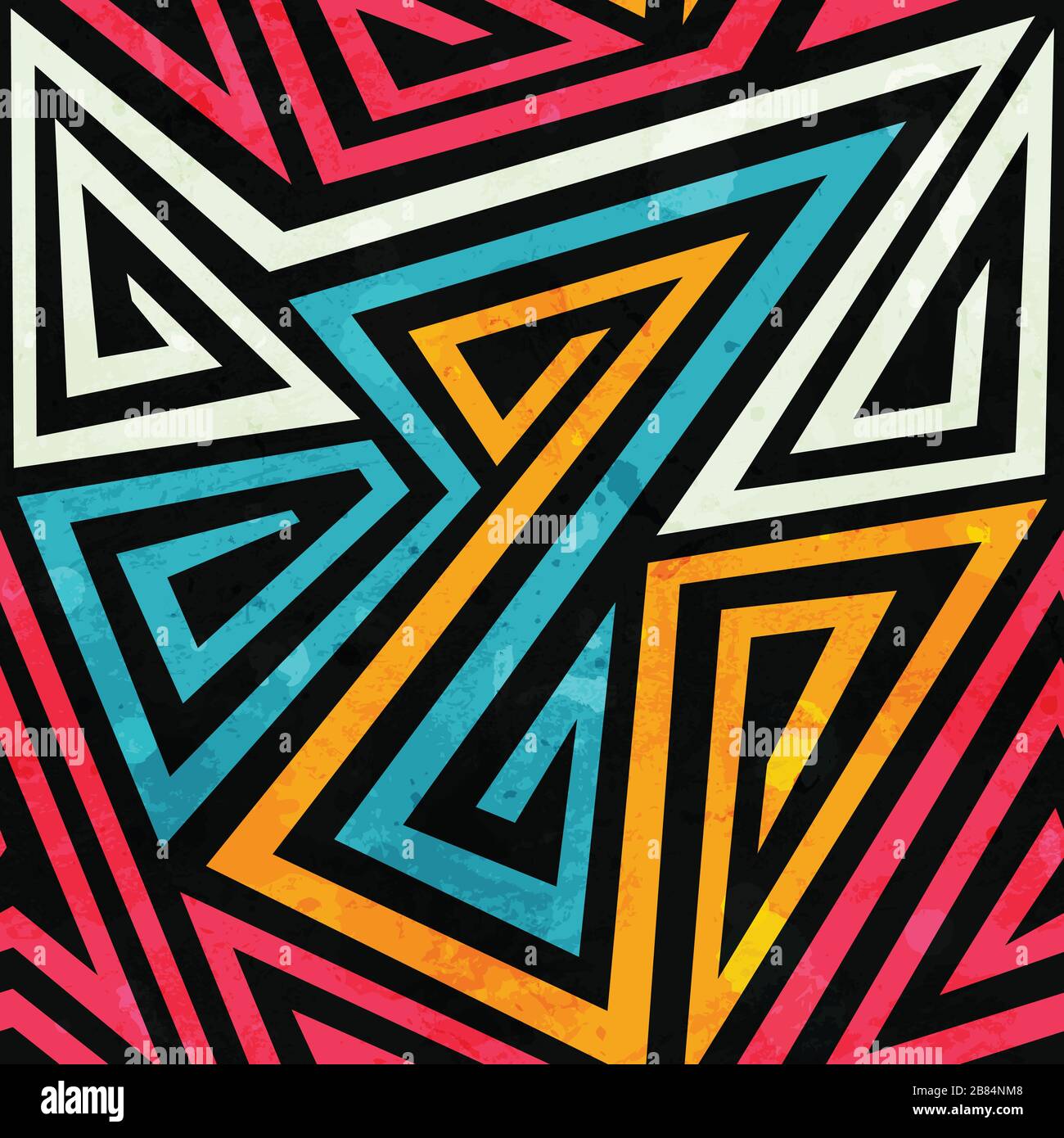 colored labyrinth seamless texture with grunge effect Stock Vector