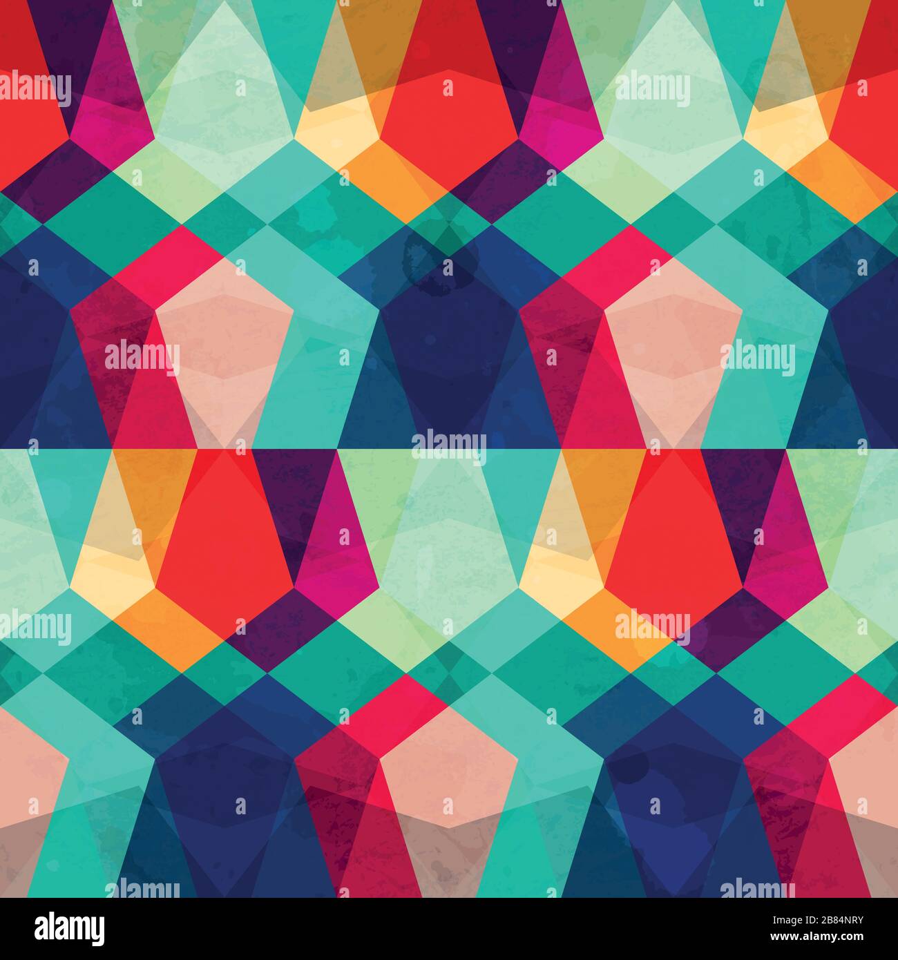 colored mosaic seamless pattern with grunge effect Stock Vector