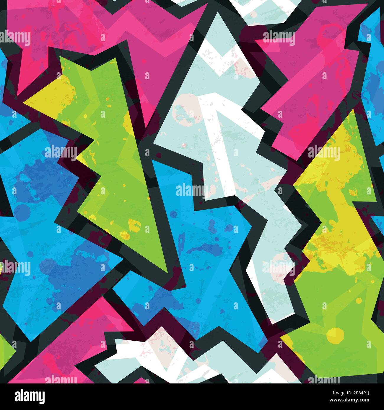 colored graffiti seamless pattern with grunge effect Stock Vector