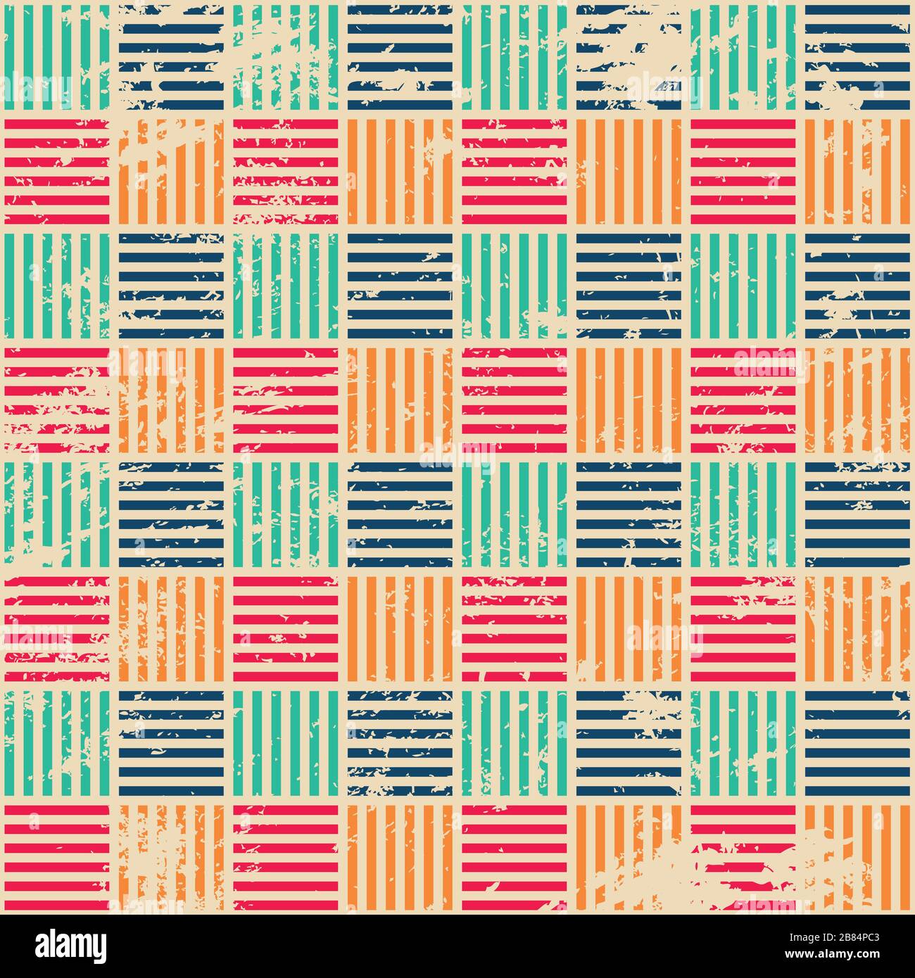 colored woven seamless pattern with grunge effect Stock Vector