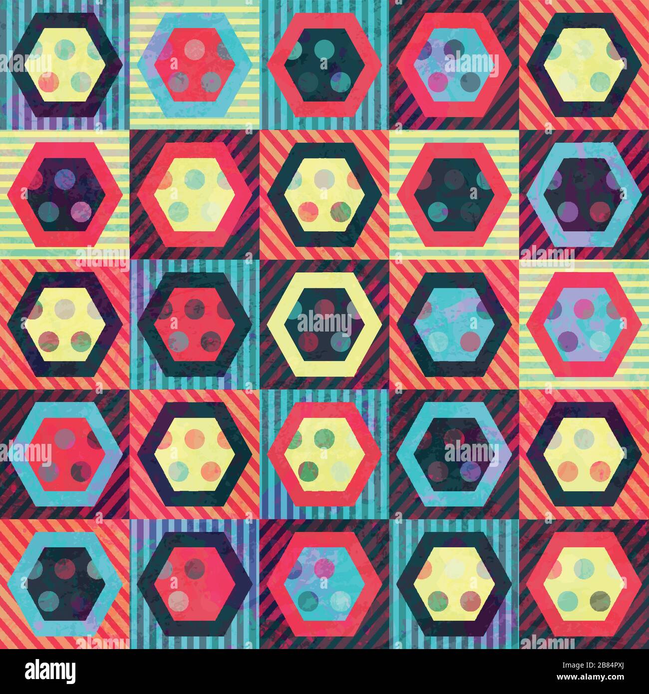 colored vintage rhombus seamless pattern with grunge effect Stock Vector