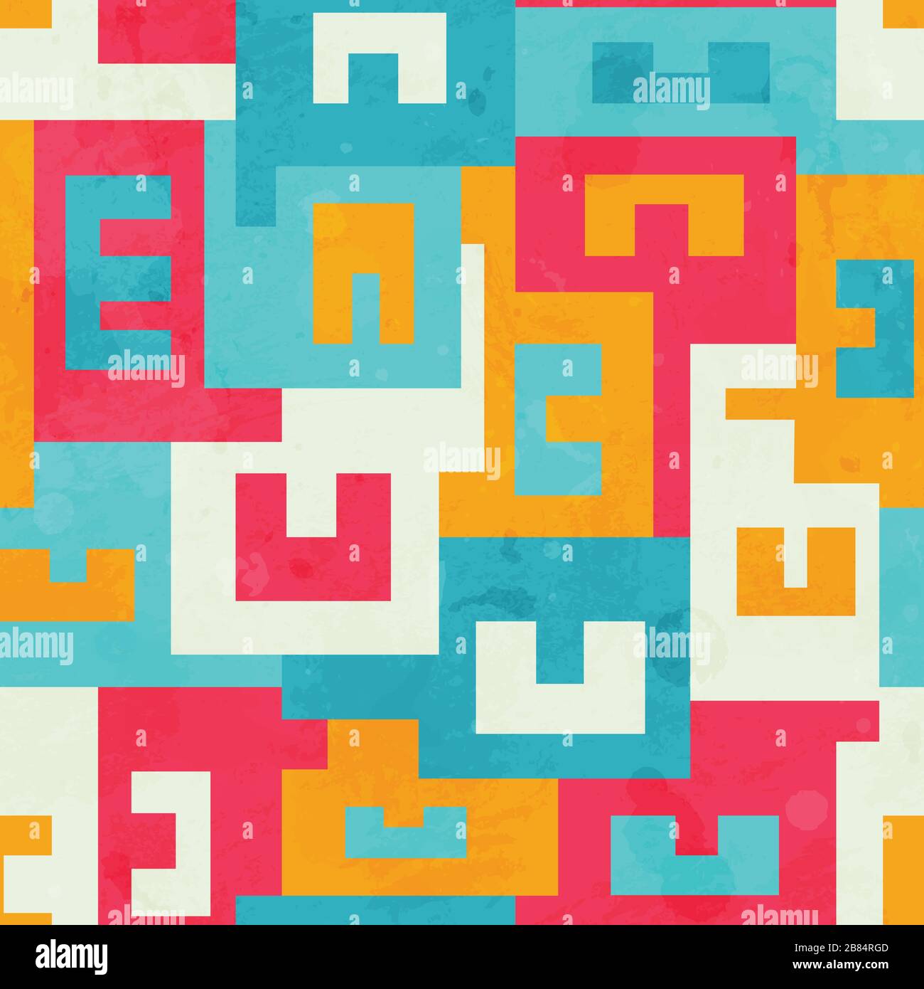 funky bright maze seamless pattern Stock Vector