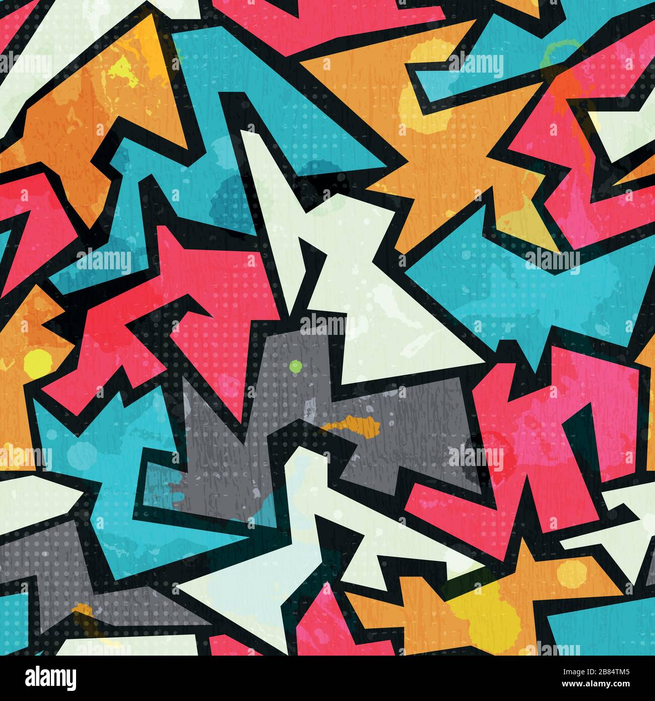 grunge colored graffity seamless pattern Stock Vector