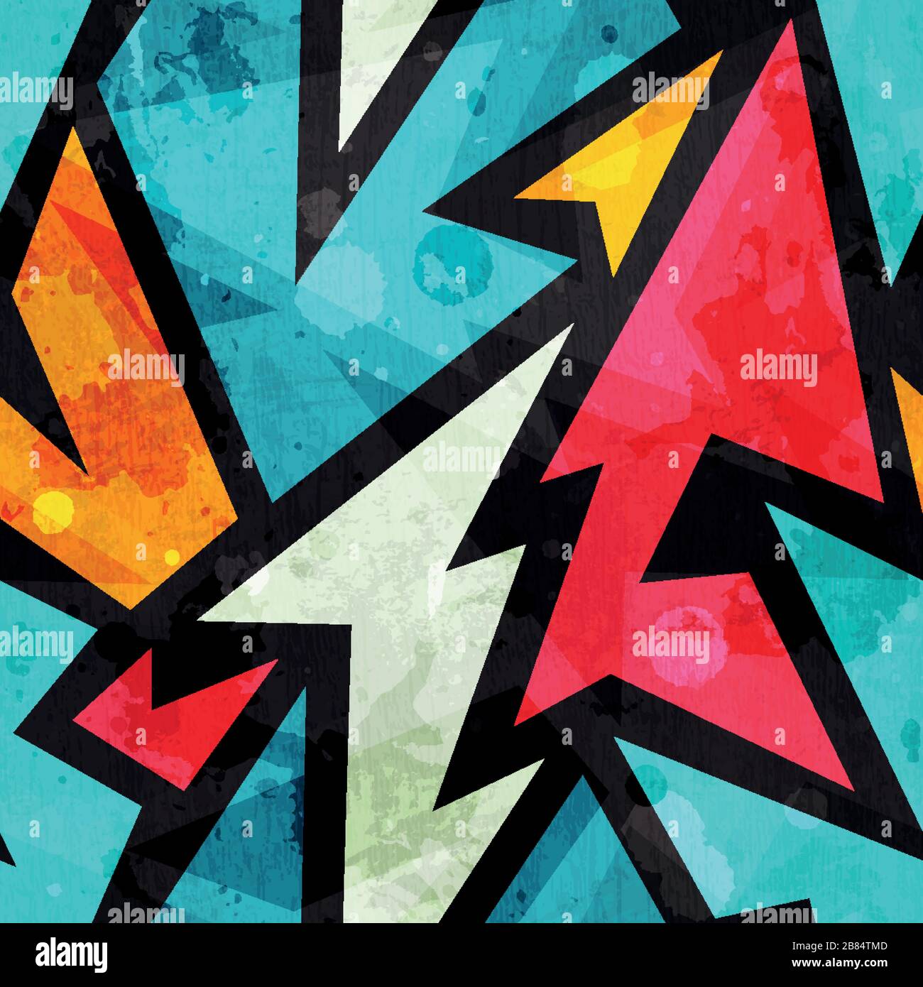 graffiti geometric seamless pattern with grunge effect Stock Vector