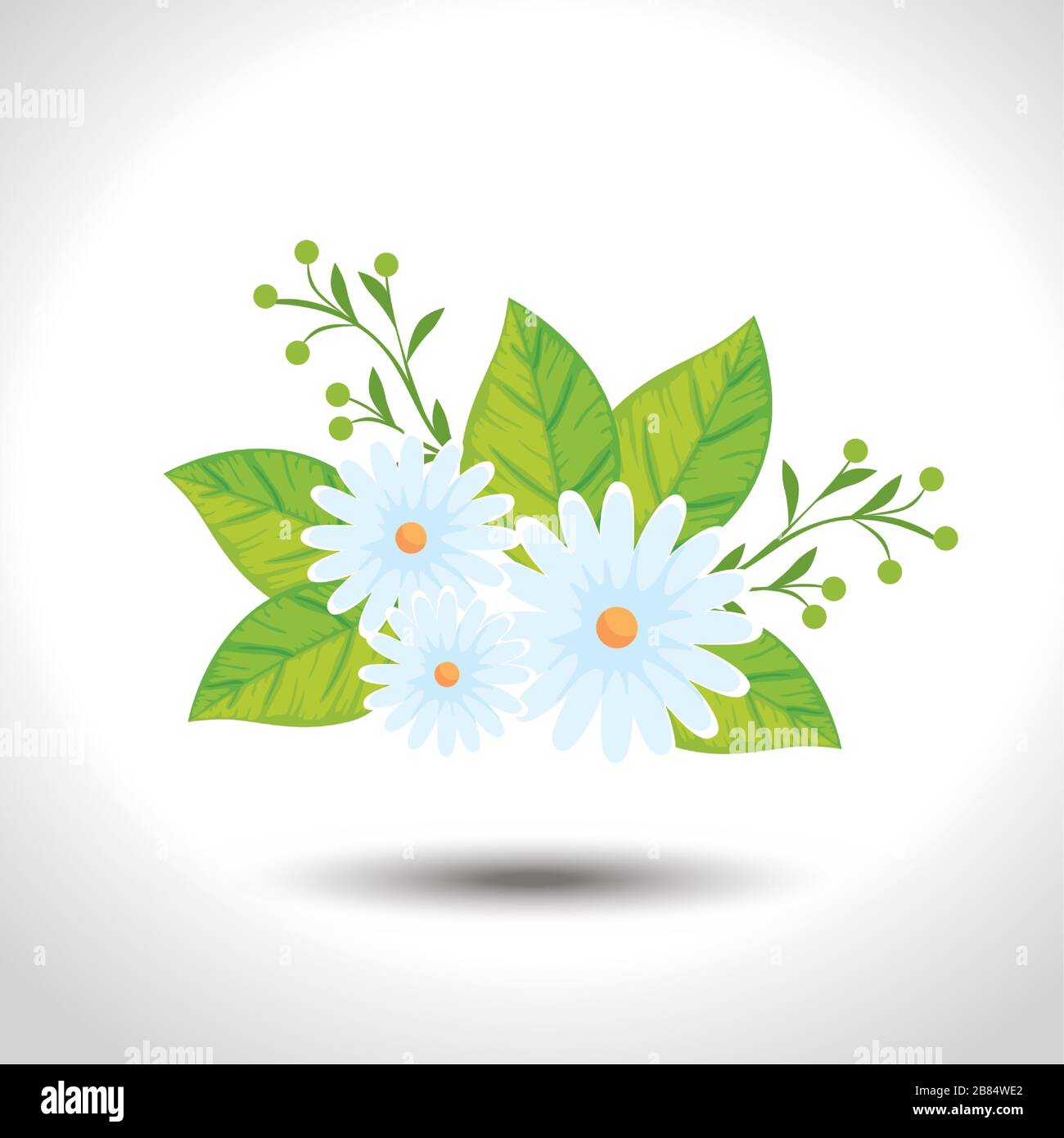 cute flowers with leafs nature Stock Vector Image & Art - Alamy
