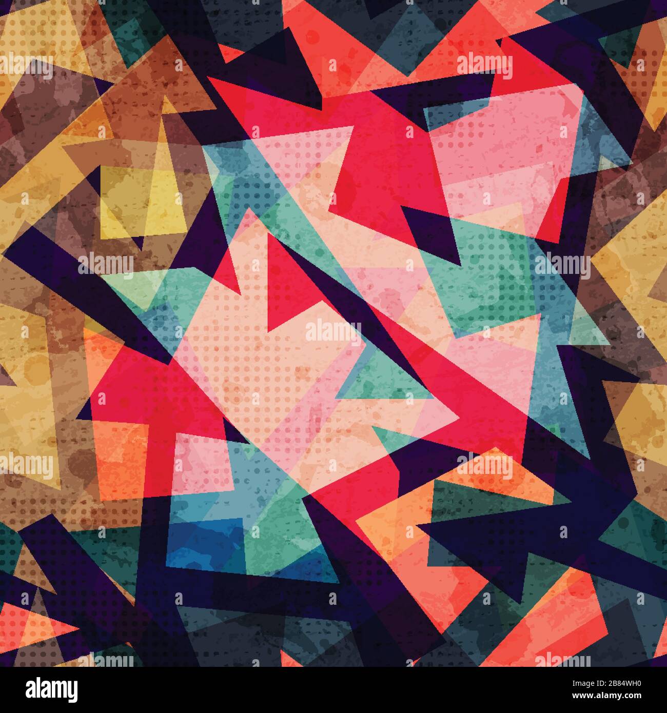 grunge geometric seamless pattern Stock Vector