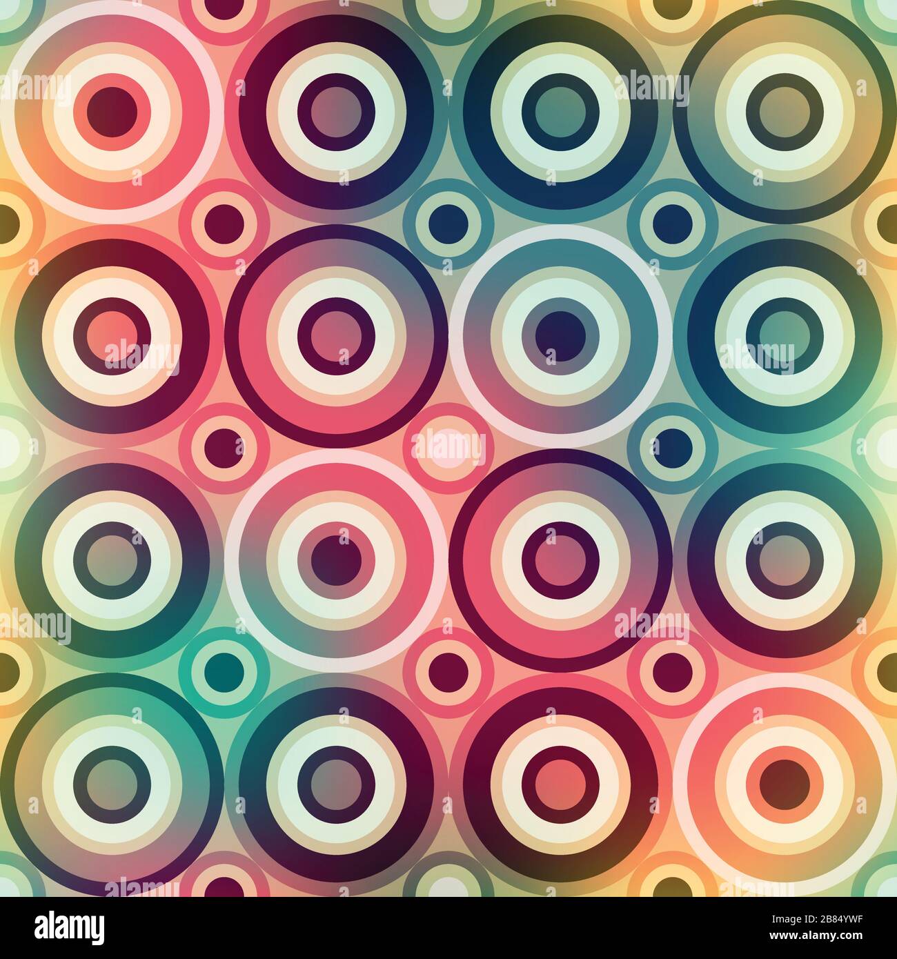 psychedelic color circle seamless pattern Stock Vector