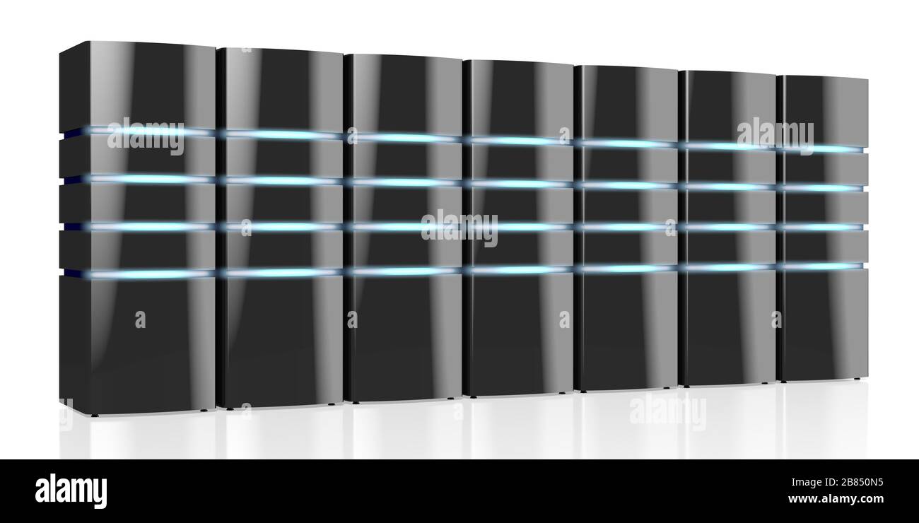 3D modern black servers with LED lights - great for topics like ...