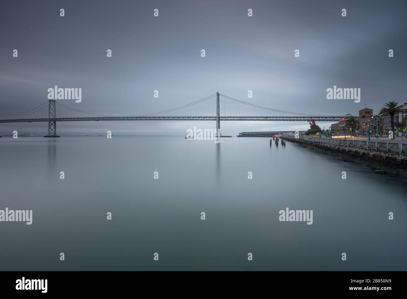 Oakland Bay Bridge as seen from Pier 14 San Francisco Stock Photo