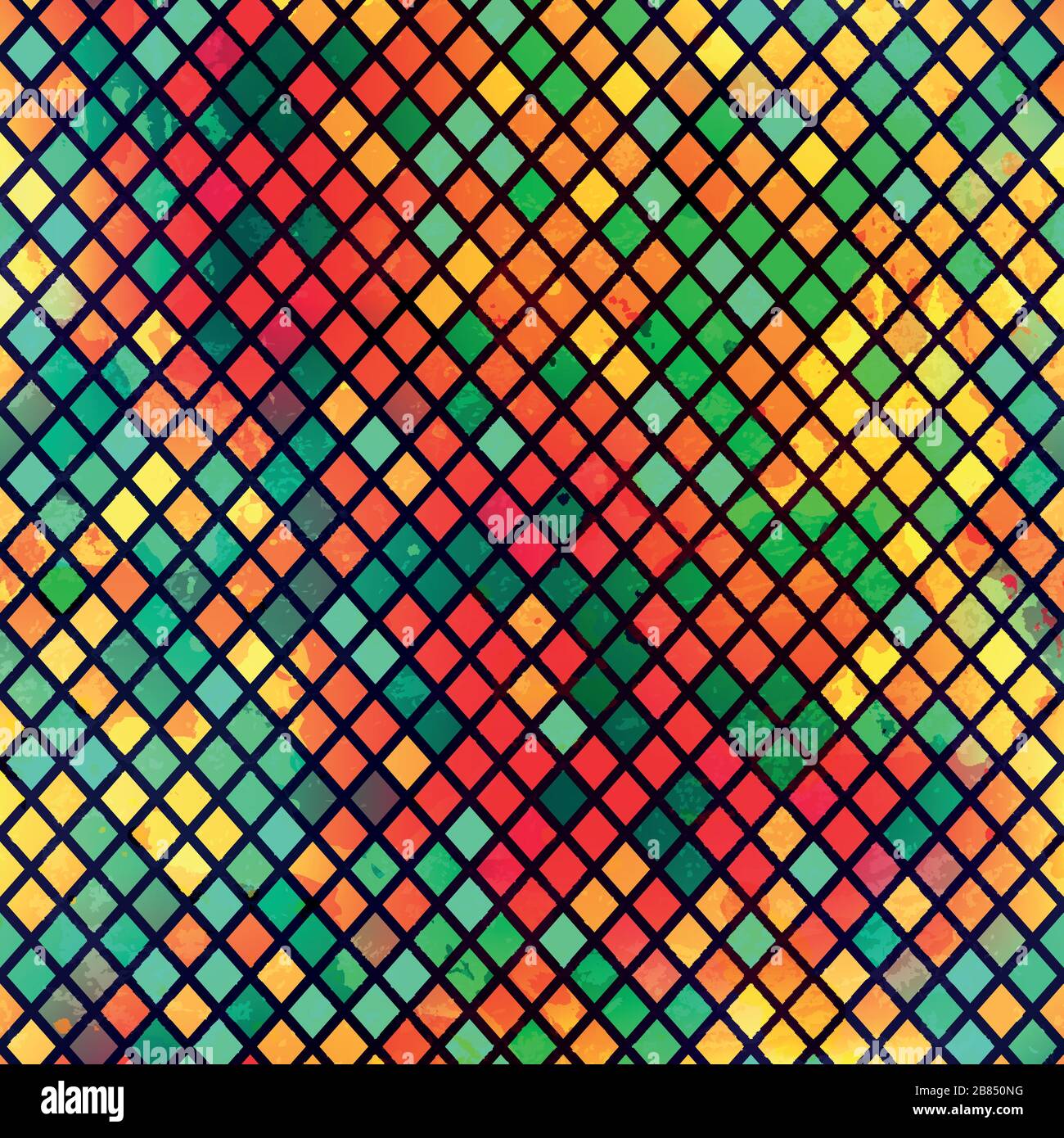 multicolor mosaic seamless pattern with grunge effect Stock Vector