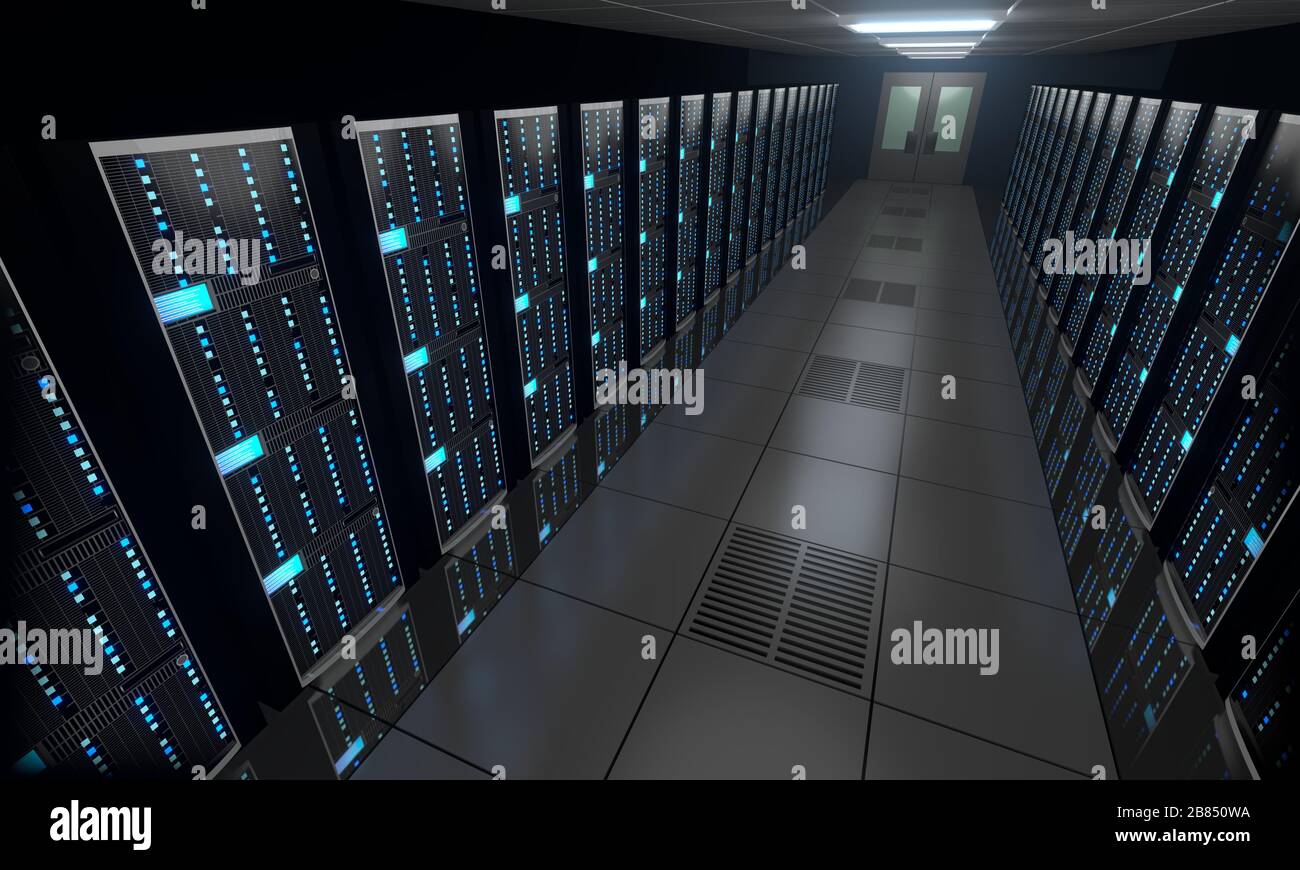 3D server room/ data center - storage, hosting concept Stock Photo - Alamy