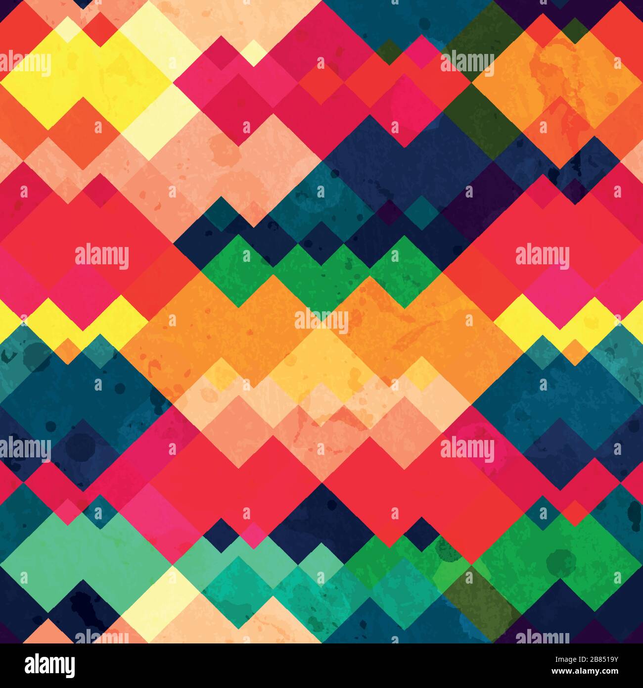 rainbow zigzag seamless texture with grunge effect Stock Vector