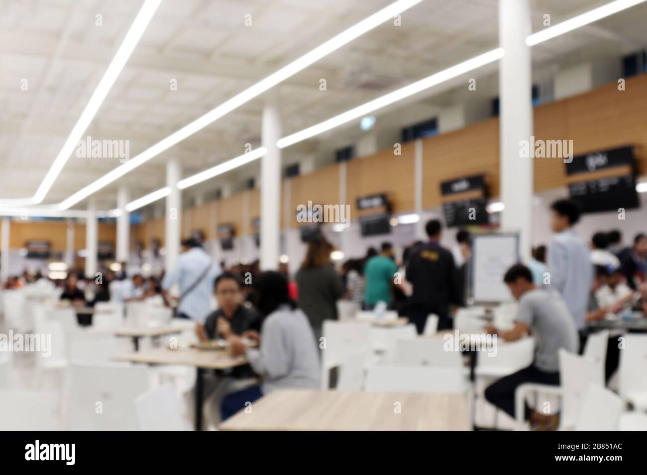 Blur image Canteen Dining Hall Room, A lot of people are eating food in