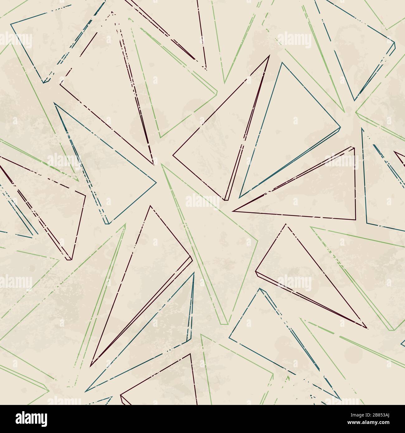 triangle contour seamless pattern with grunge effect Stock Vector