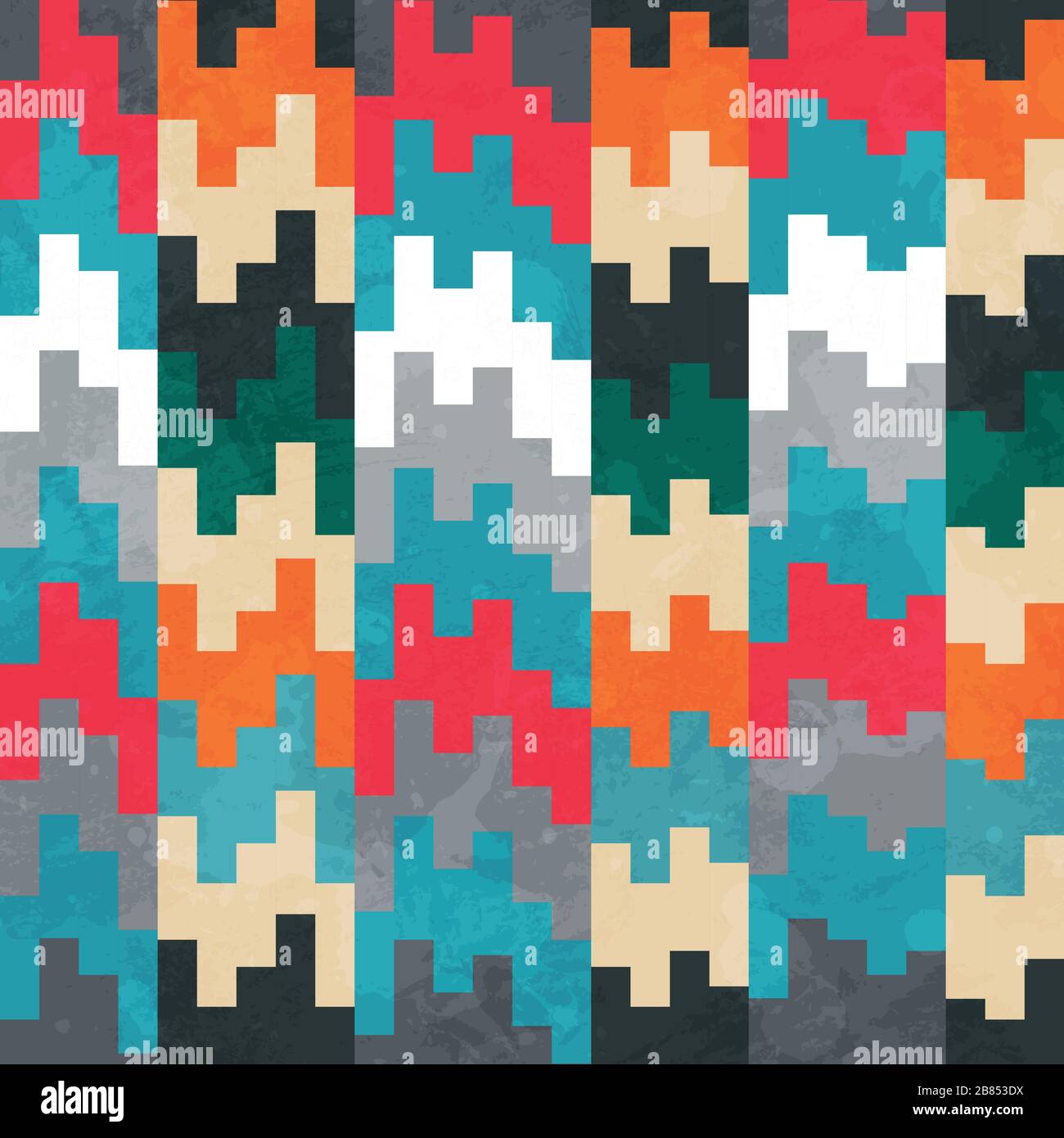 retro pixels seamless pattern Stock Vector