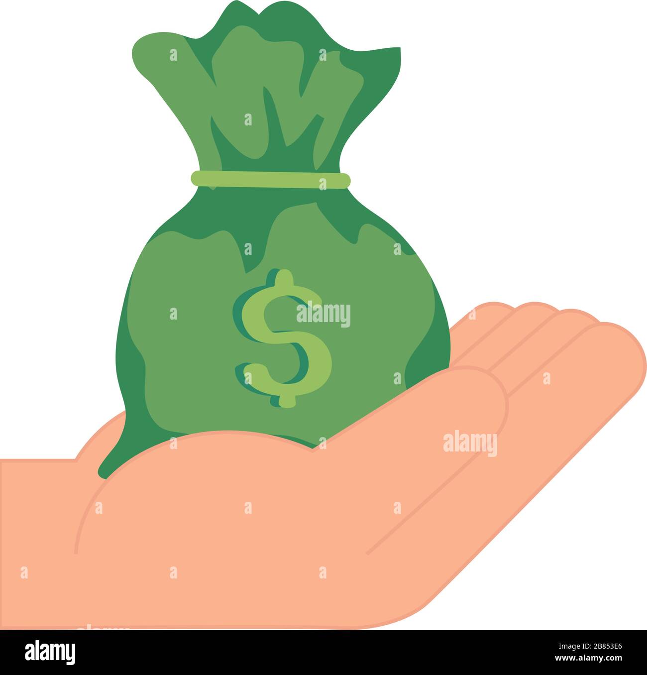 hand with money bag cash isolated icon Stock Vector Image & Art - Alamy