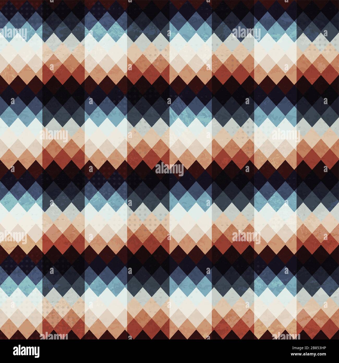 retro zigzags seamless with grunge effect Stock Vector