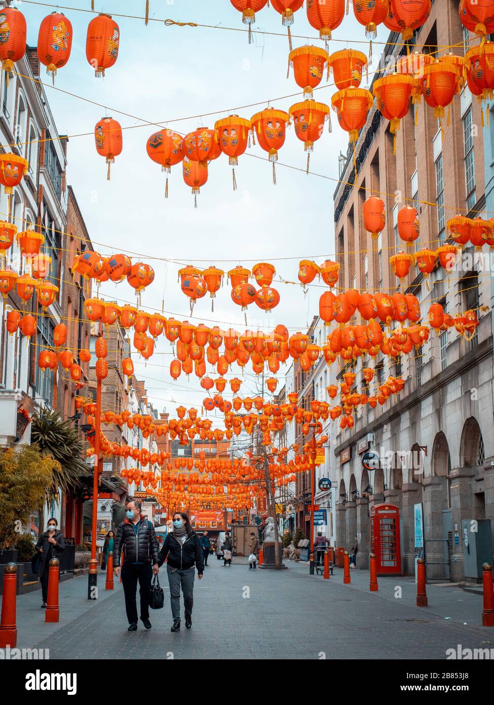 Chinatown in London's West End is empty due to Coronavirus outbreak Stock Photo