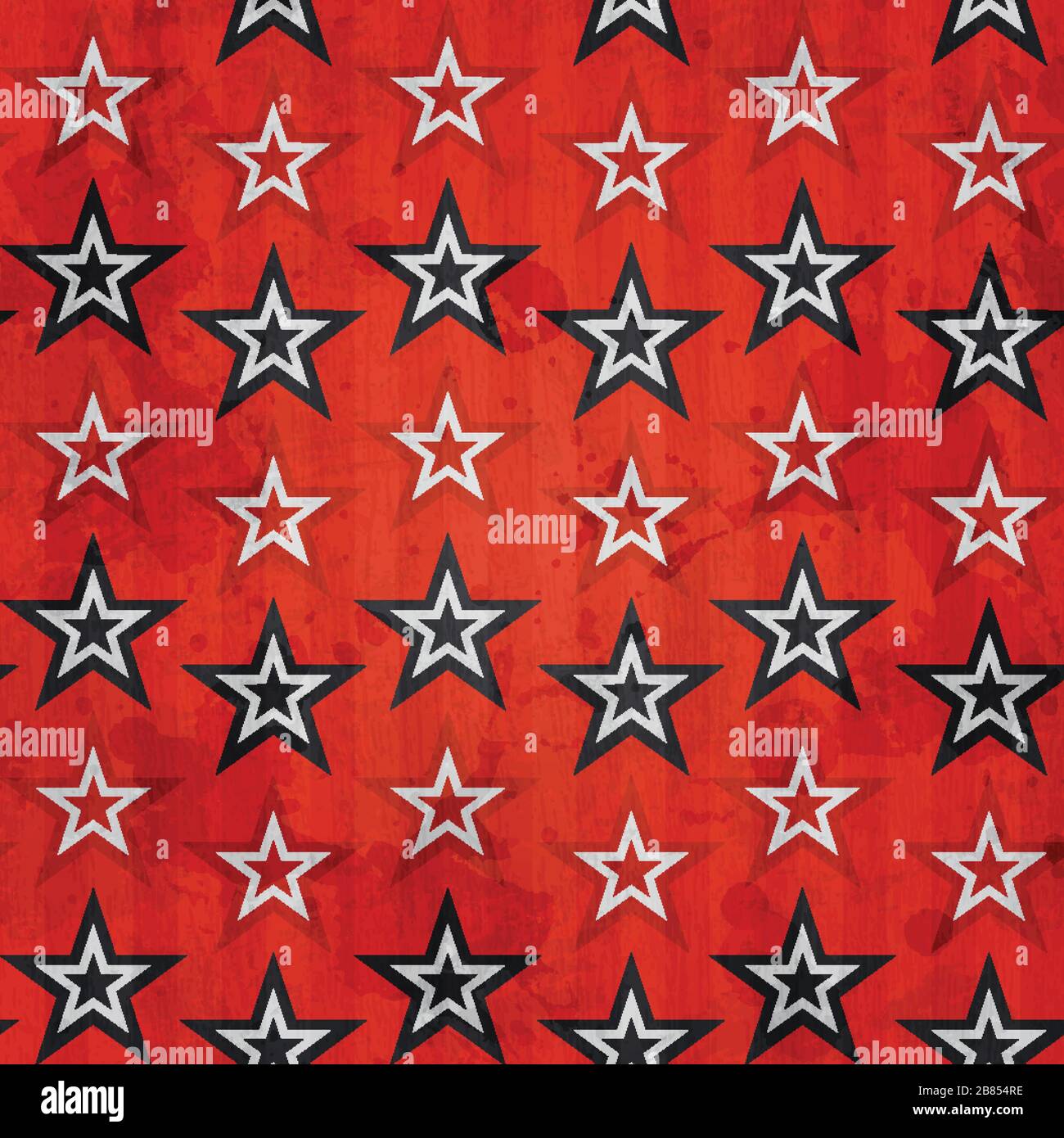 revolution stars seamless pattern with grunge effect Stock Vector