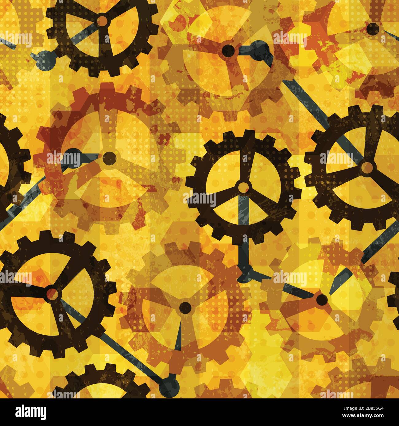 steampunk cogwheel grunge seamless Stock Vector