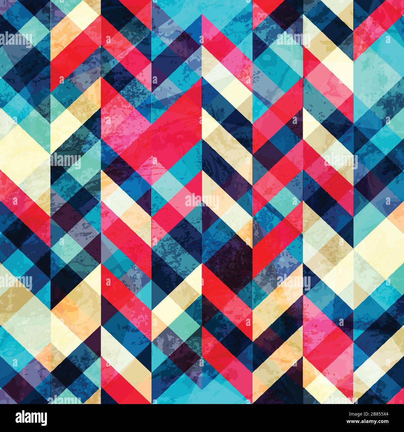 hipster zigzag seamless pattern with grunge effect Stock Vector