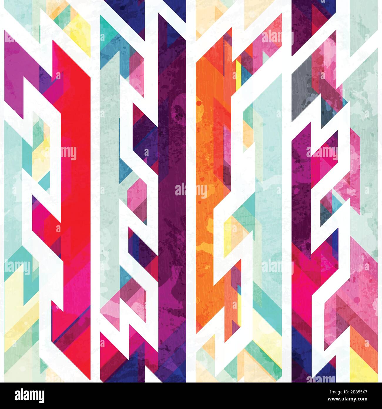 hipster geometric seamless pattern with grunge effect Stock Vector