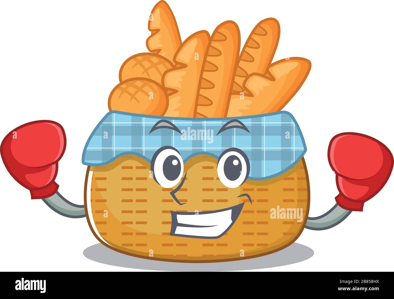 A sporty bread basket boxing mascot design style Stock Vector Image